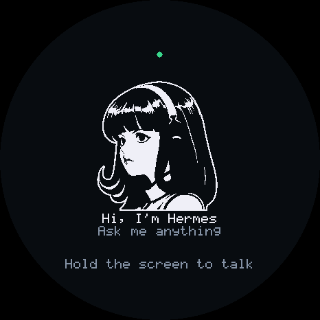 The simulator's round display, ready for a question